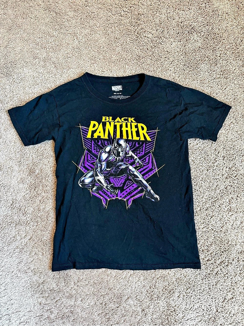 Marvel Black Panther Graphic Tee Black Size Medium in Boys